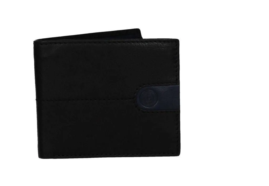 Billetera/tarjetas Caballero Piel Negro Interior Azul