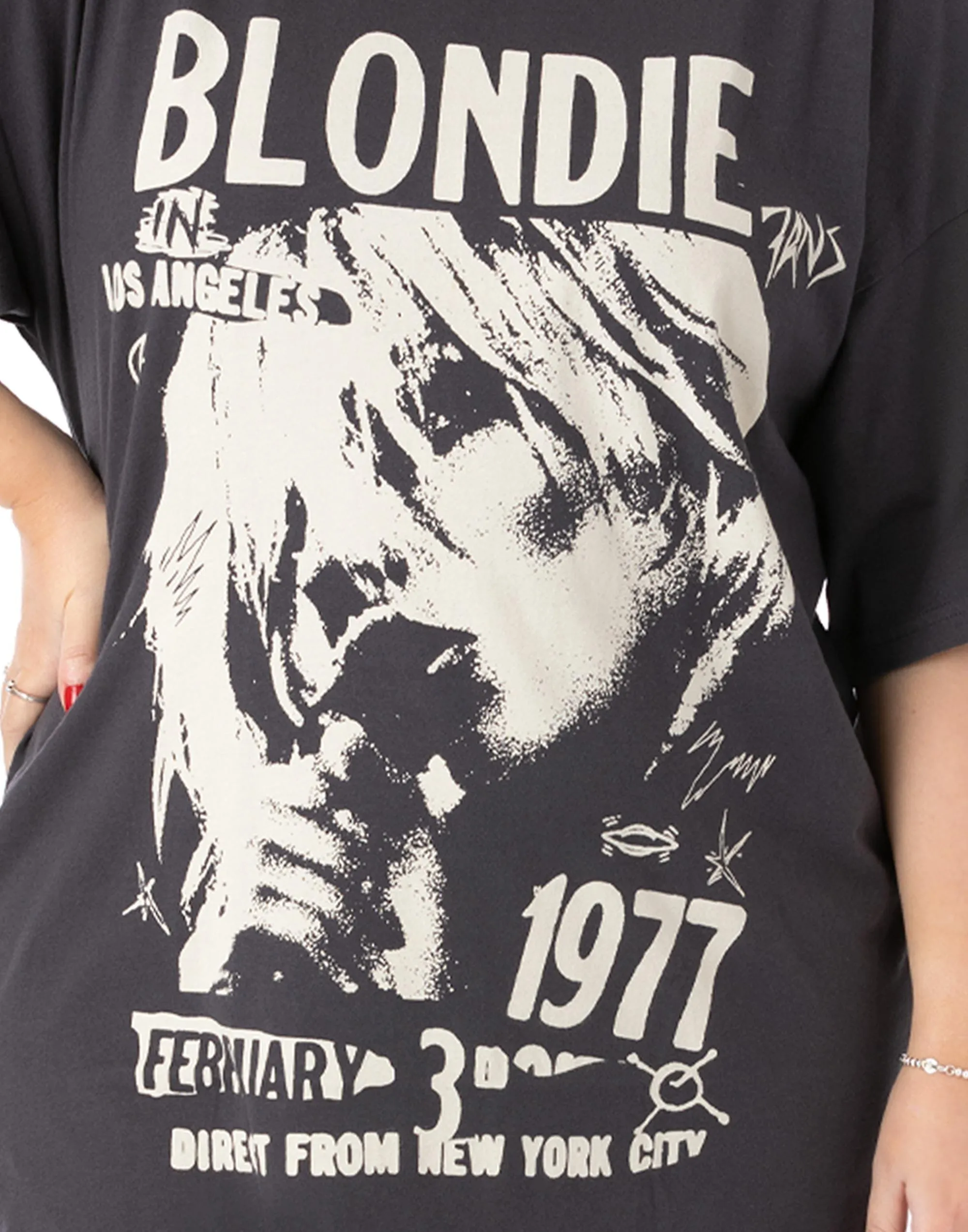 Blondie Mujer Oversized Camiseta de manga corta Gris Blondie