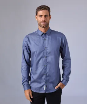 CAMISA MANGA LARGA PECHERA OJAL SLIM FIT AZUL OI24