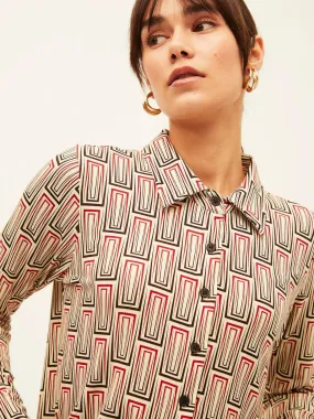 Camisa Xantik Off White Geometric Lines