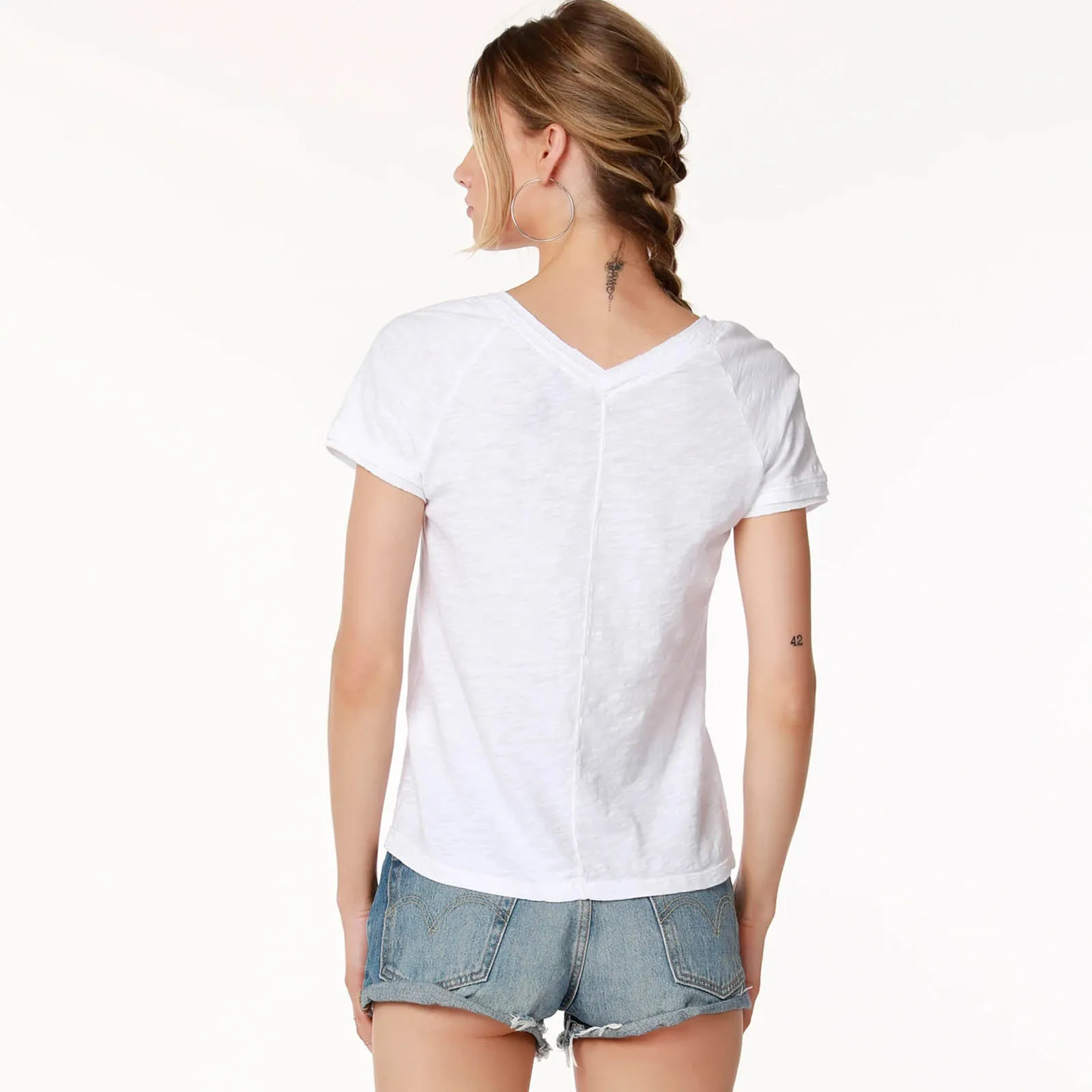 Camiseta Bobi  Double V- Neck Tee  White