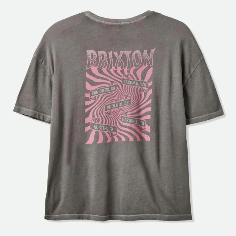 Camiseta Brixton: All Ages Oversized Bf Tee (Wash Bk Wrn Wh)