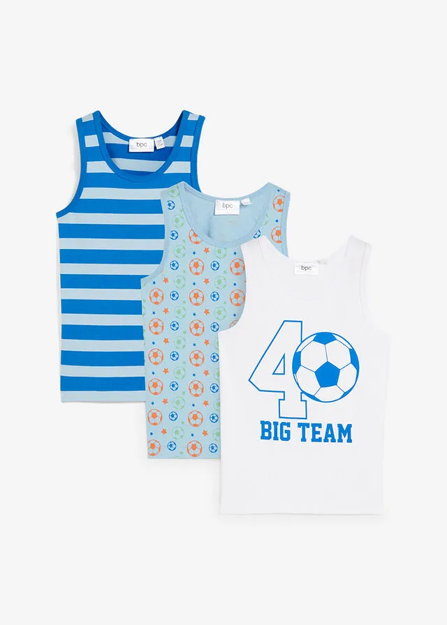 Camiseta interior de niño (3 unidades) Azul claro-blanco-azur estampado