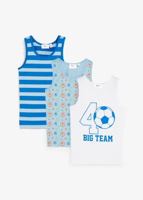 Camiseta interior de niño (3 unidades) Azul claro-blanco-azur estampado