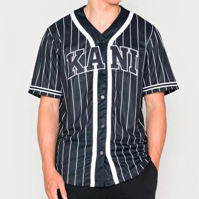 Camiseta KARL KANI 6033360 6033360 KK Sarif Pinstripe Baseball shirt black/white