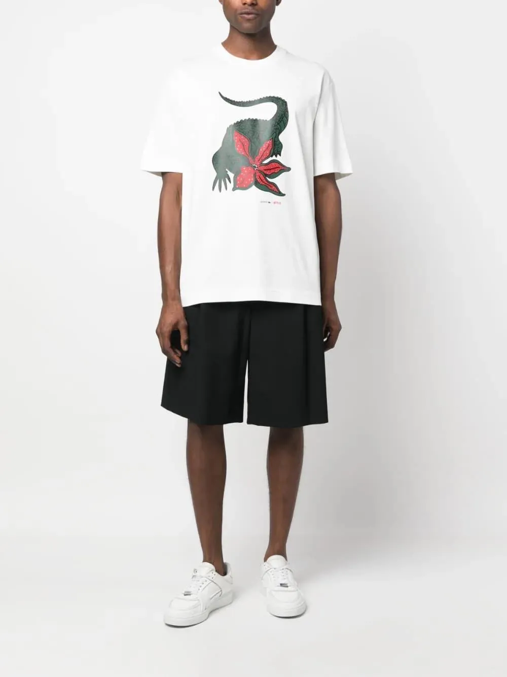 Camiseta Lacoste x Netflix TH8462 00 TIT blanc Stranger Things