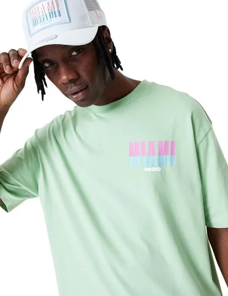 camiseta new era miami graphic oversized verde de hombre.