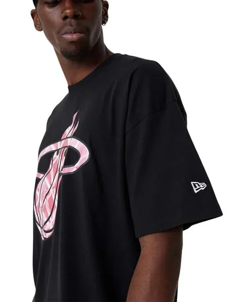 camiseta new era miami heat nba oversized negro de hombre.