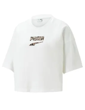 camiseta puma downtown oversized blanco de mujer.