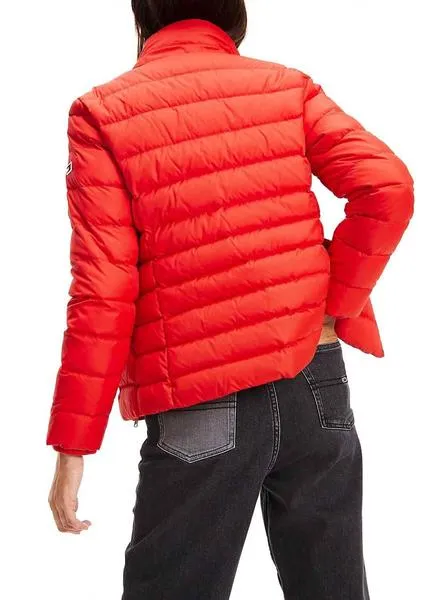 cazadora tommy jeans essential hooded rojo mujer