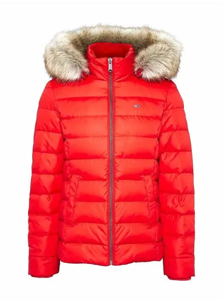 cazadora tommy jeans essential hooded rojo mujer