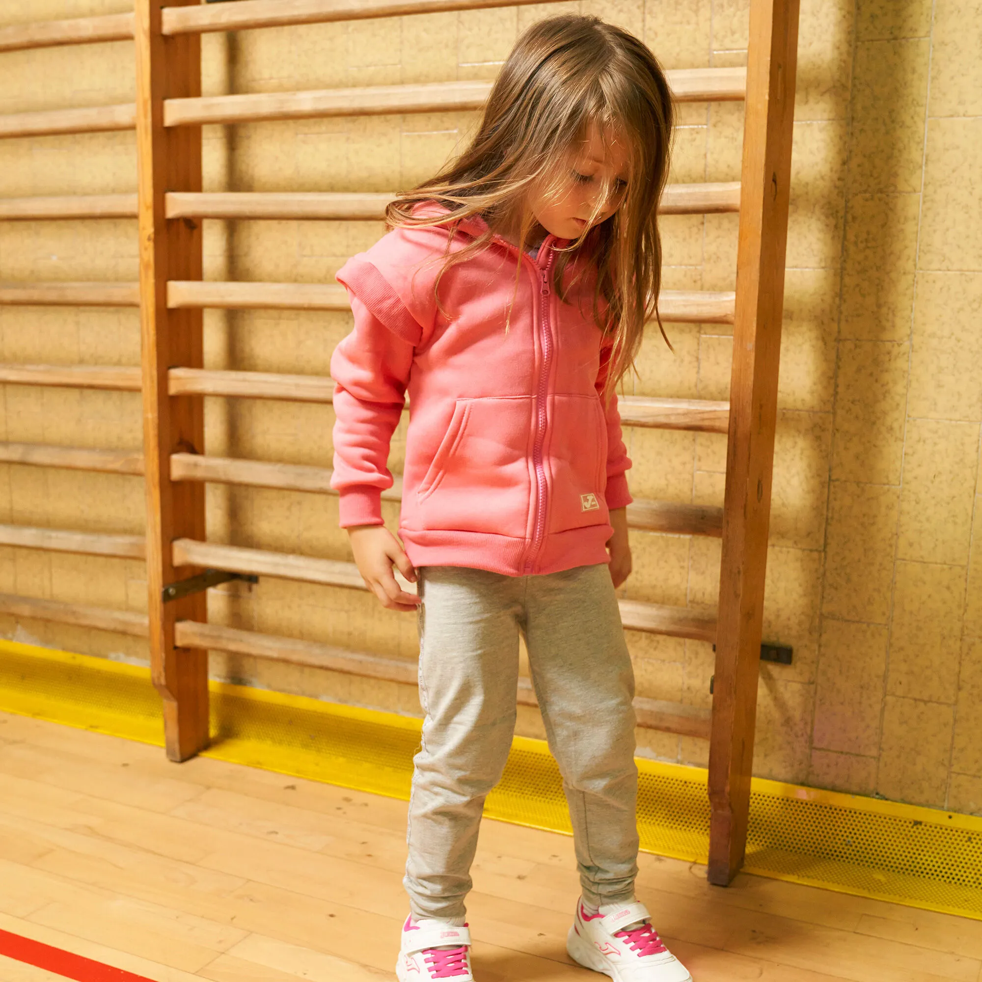 Chaqueta con capucha niña Lion rosa