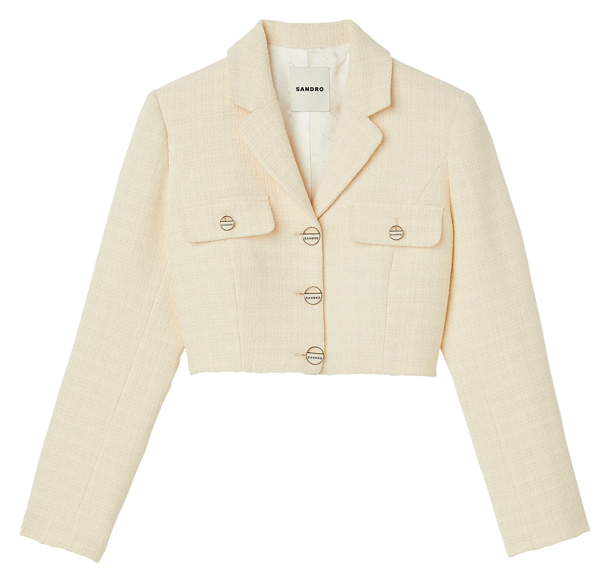 Chaqueta corta de tweed en blanco