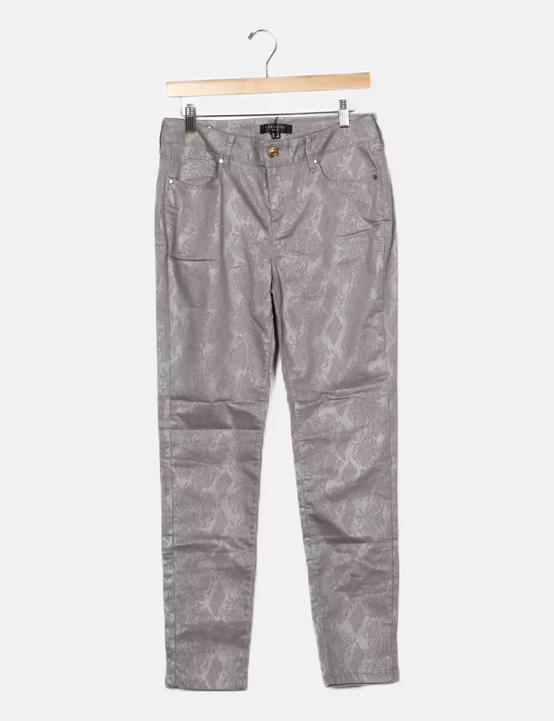 Cortefiel Pantalón gris estampado