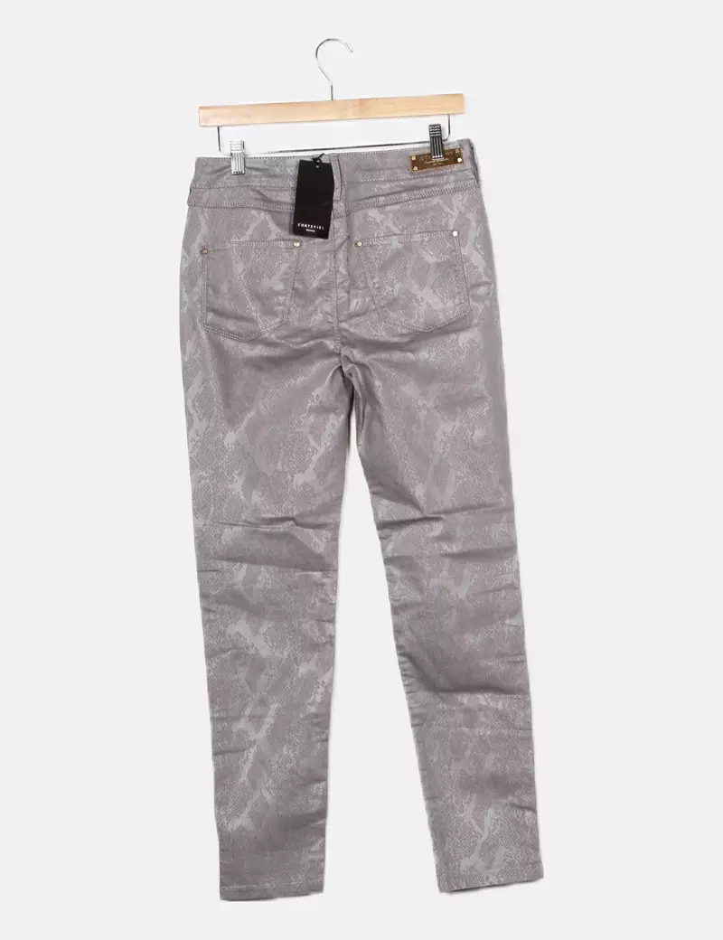 Cortefiel Pantalón gris estampado