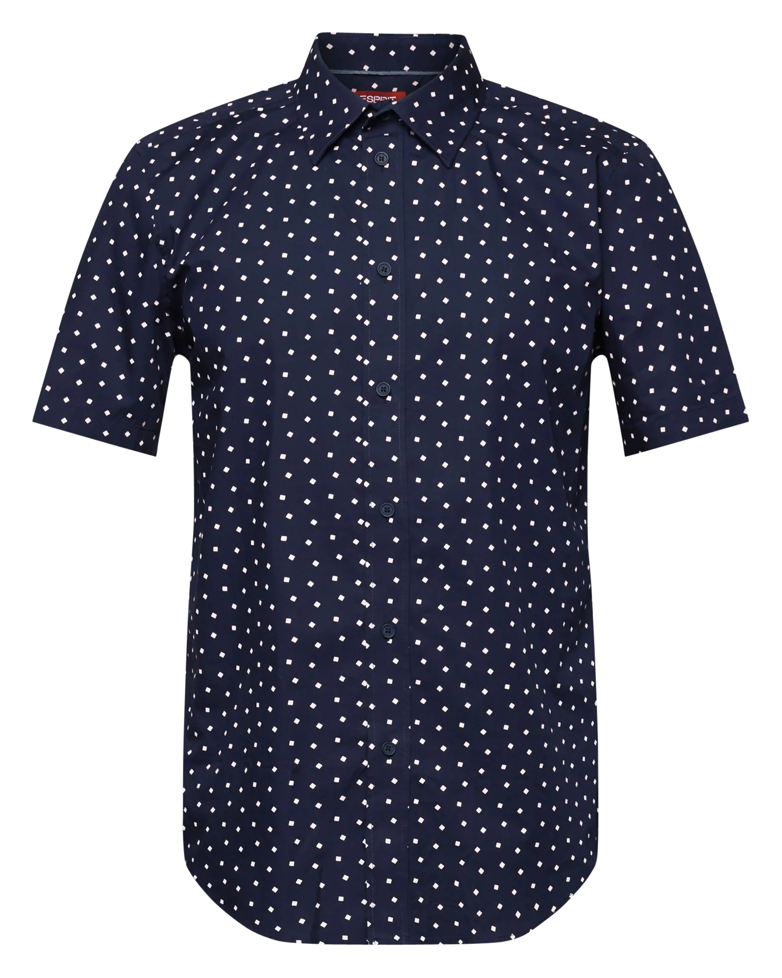 ESPRIT Camisa slim fit de algodón estampada con cuello clásico en azul