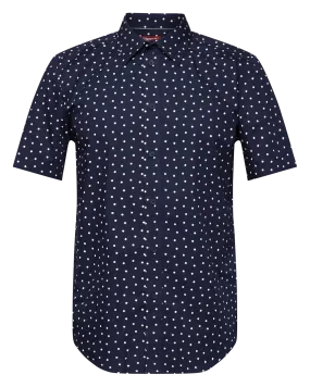 ESPRIT Camisa slim fit de algodón estampada con cuello clásico en azul