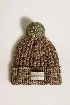 Gorro de lana multicolor con pompón