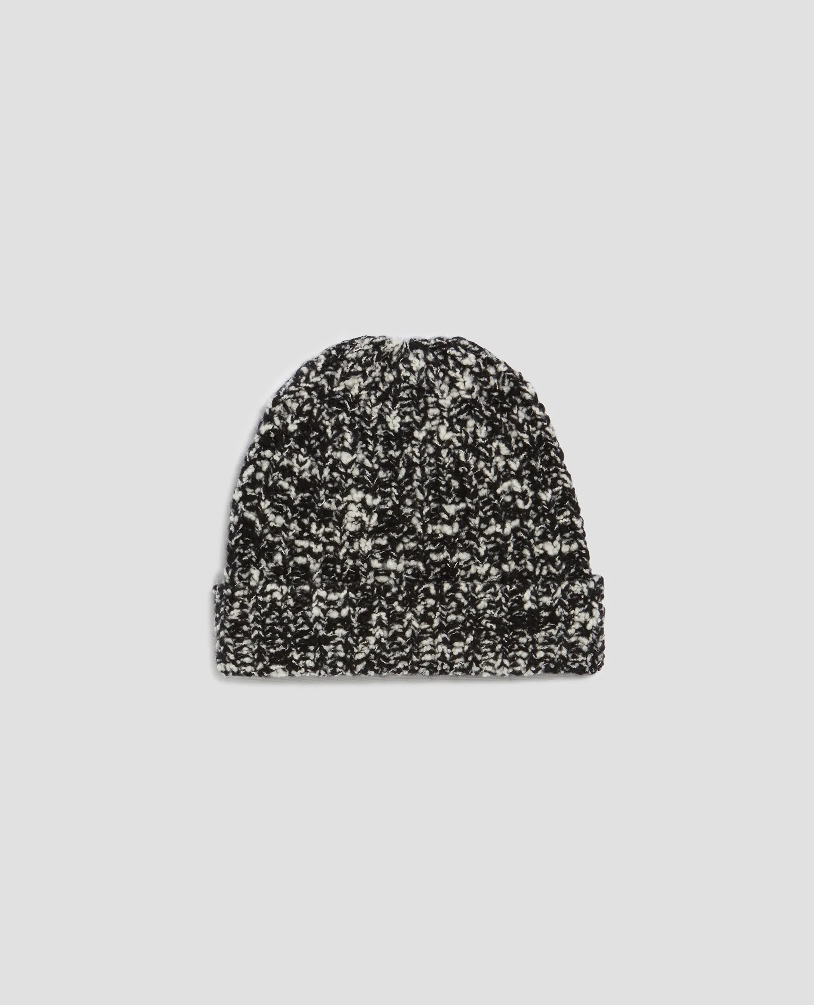 Gorro de lana rizada boucle blk white