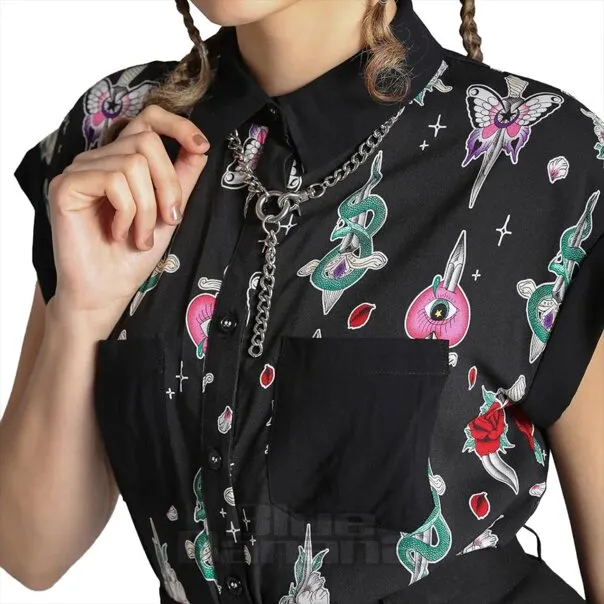 Hell Bunny Cersei Camisa (Negro)