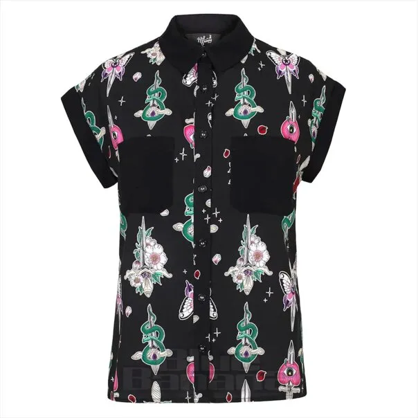 Hell Bunny Cersei Camisa (Negro)