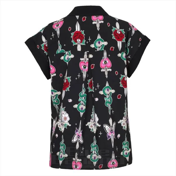 Hell Bunny Cersei Camisa (Negro)