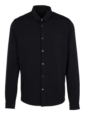 IKKS Camisa slim fit de algodón elástico con cuello clásico en azul