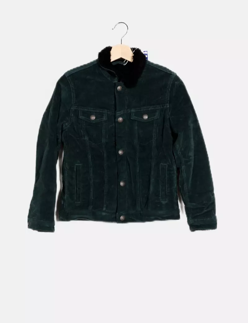 Jack & Jones Chaqueta verde pana interior borrego