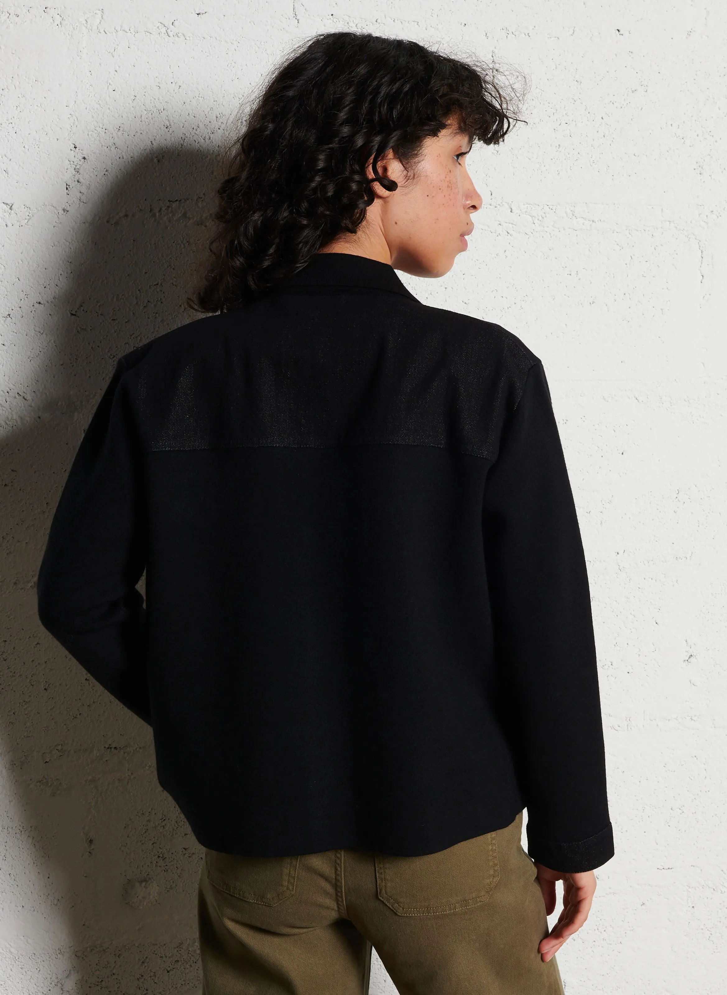 MAISON 123 CURT - Chaqueta recta con cuello clásico en negro