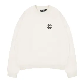 Men's Couture Club | Cracked Print Emblem Oversized Sweat Top - Off White