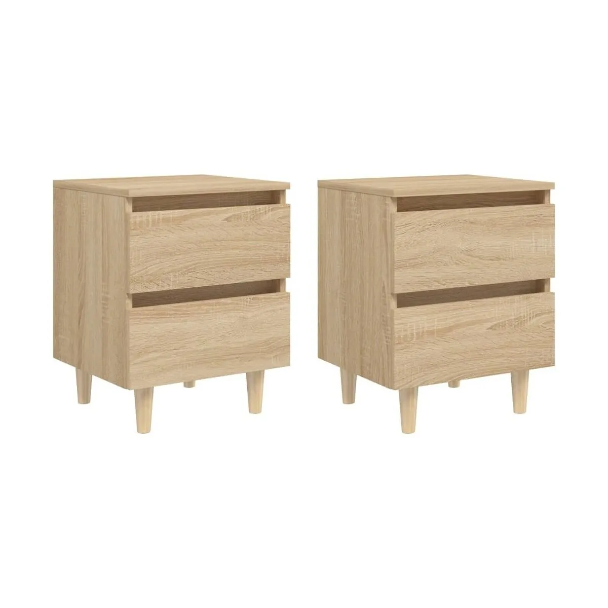 Mesitas de noche 2 uds patas de madera roble Sonoma 40x35x50