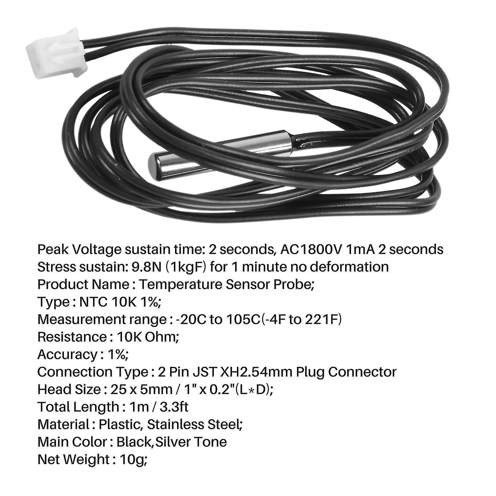 Ntc 10k Ohm Sonda de sensor de temperatura térmica digital impermeable 1m