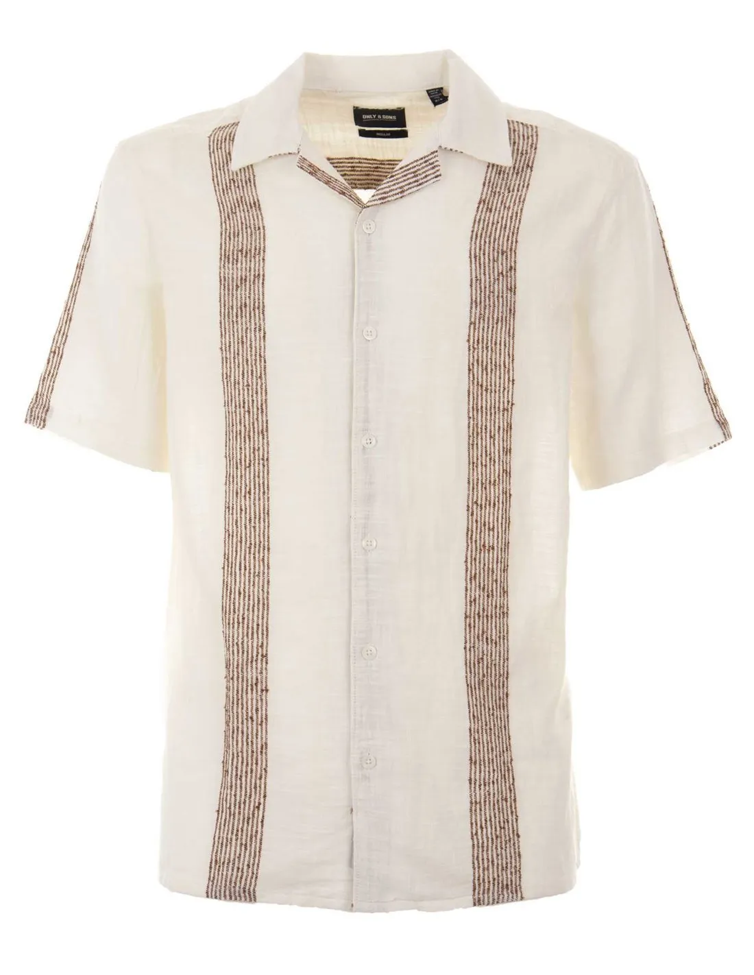 ONLY AND SONS - Camisa blanca onsAvi Regular SS Boucle Strpe resort 22029108 Hombre