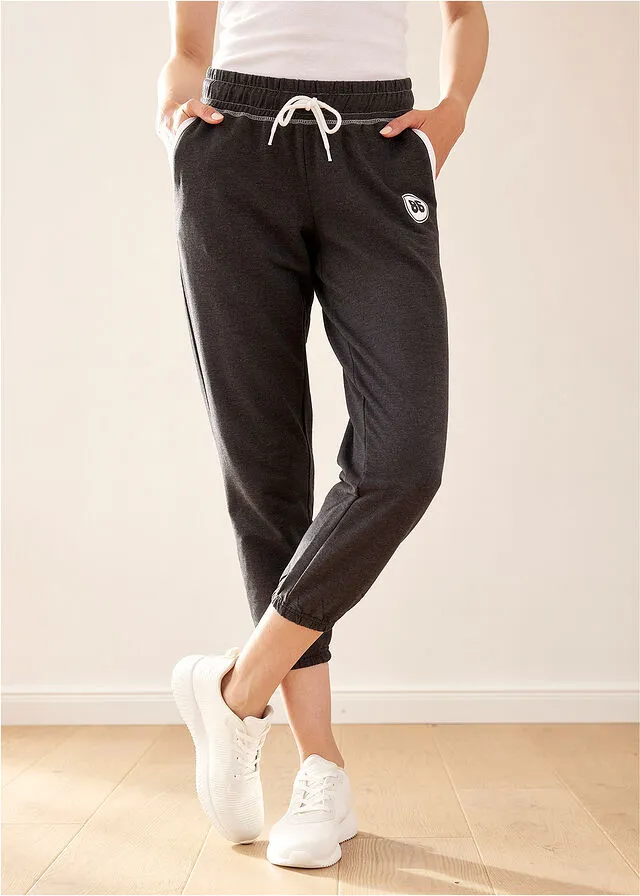 Pantalón de chándal deportivo, largo 7/8 Negro jaspeado