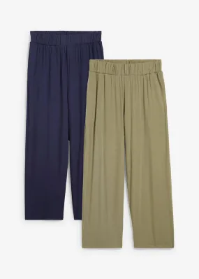 Pantalón de punto Azul marino-verde oliva