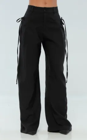 Pantalón Negro Con Tiras - Navissi