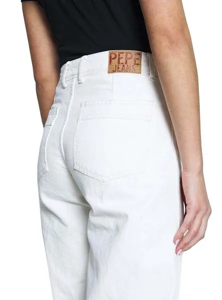 pantalón vaquero pepe jeans croove blanco mujer