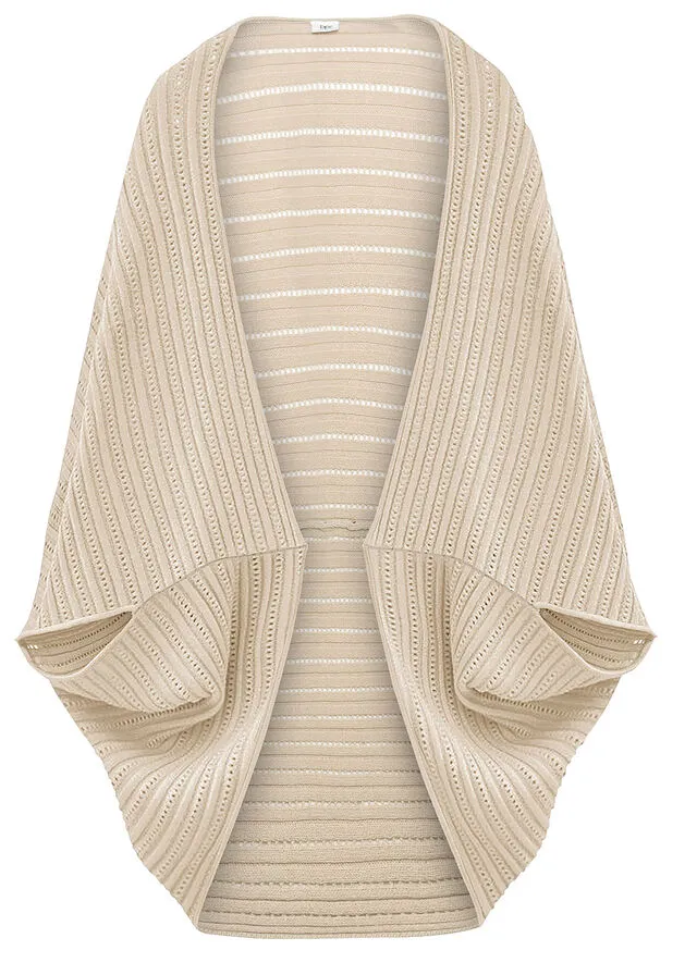 Poncho de punto fino Beige sílice