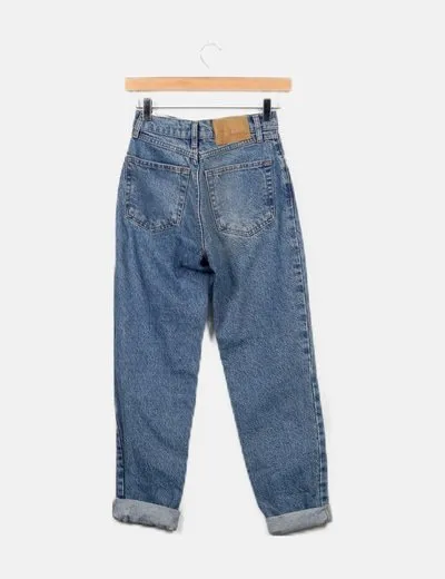 Pull&Bear Jeans denim momfit ripped azul