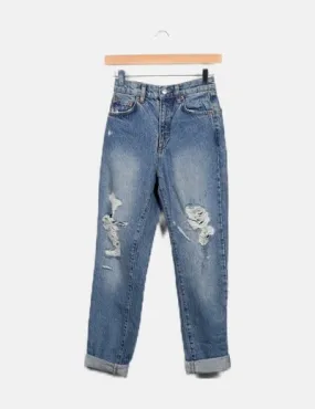 Pull&Bear Jeans denim momfit ripped azul