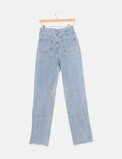 SHEIN Jeans cut out azul claro abertura