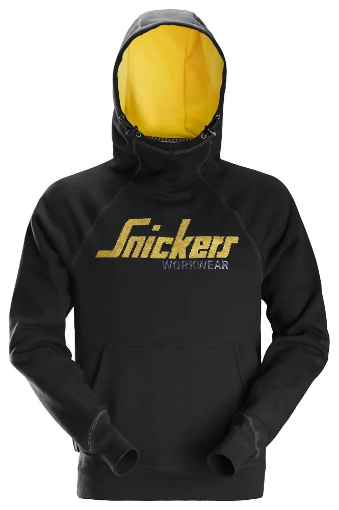 Snickers Logo, sudadera con capucha, negro/amarillo, talla L (pecho 43