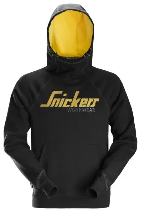 Snickers Logo, sudadera con capucha, negro/amarillo, talla L (pecho 43)