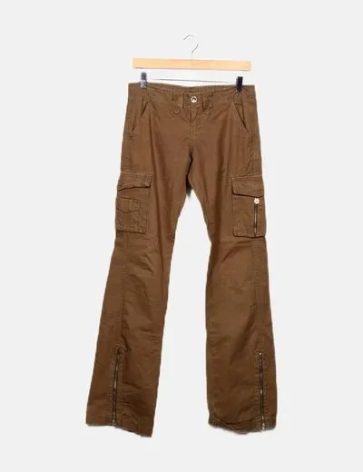 Stradivarius Pantalón verde cargo