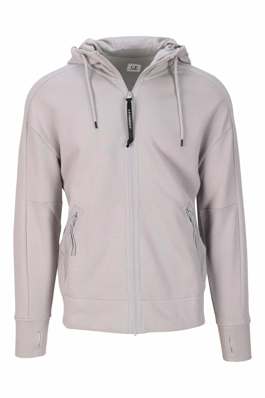 Sudadera gris con cremallera y capucha 