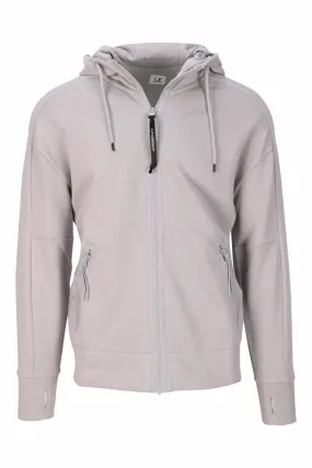 Sudadera gris con cremallera y capucha goggle