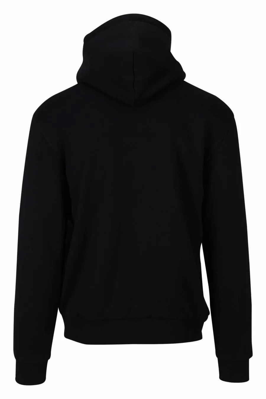 Sudadera negra con capucha y cremallera y minilogo etiqueta 