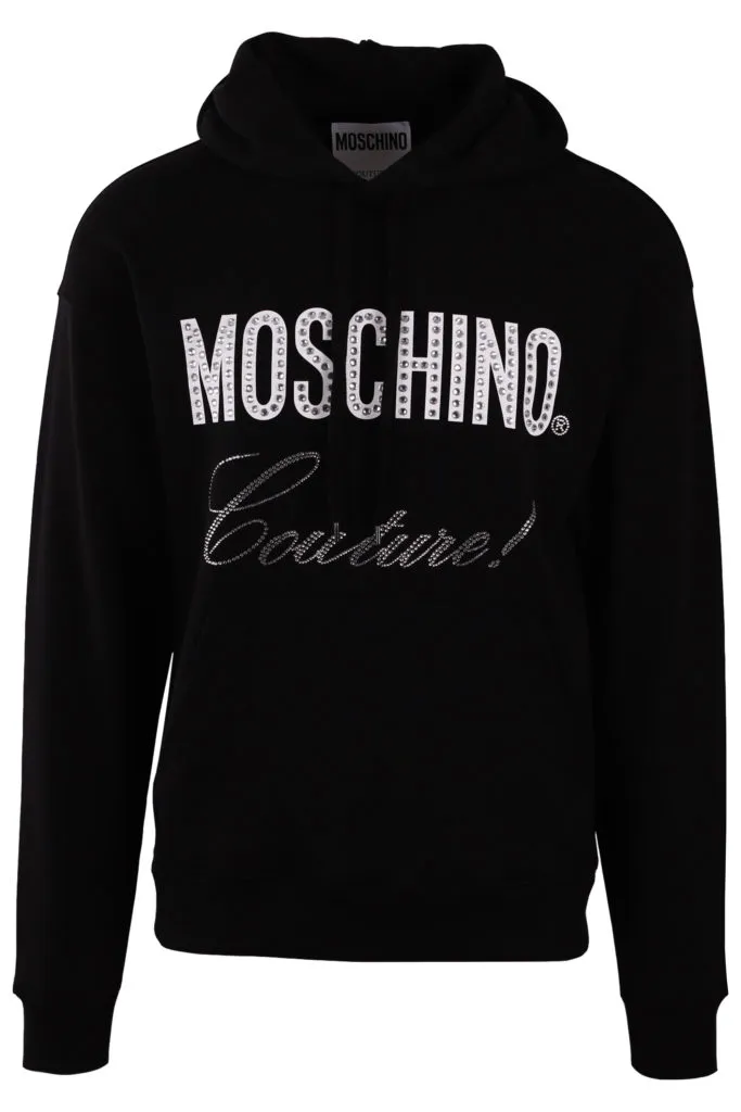 Sudadera negra con capucha y logo brillante