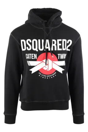 Sudadera negra con capucha y maxilogo jiu jitsu