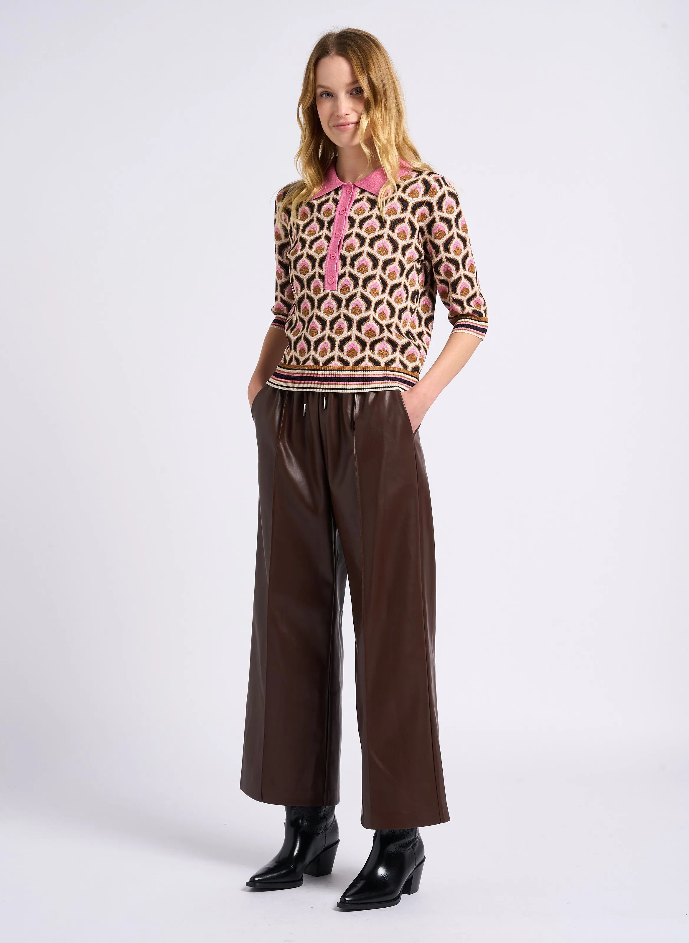 SUNCOO JOHAN - Pantalón ancho en marron